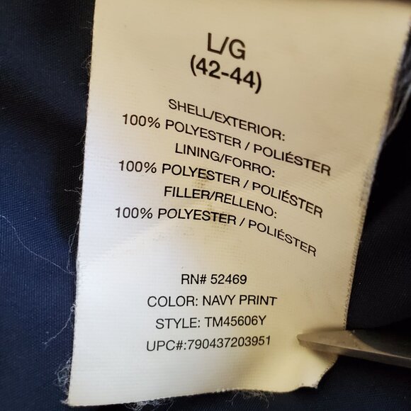 FREE TECH Hooded Jacket Coat Men's L Blue Quilt Lining Full Zip Placket Pocket - Picture 4 of 12